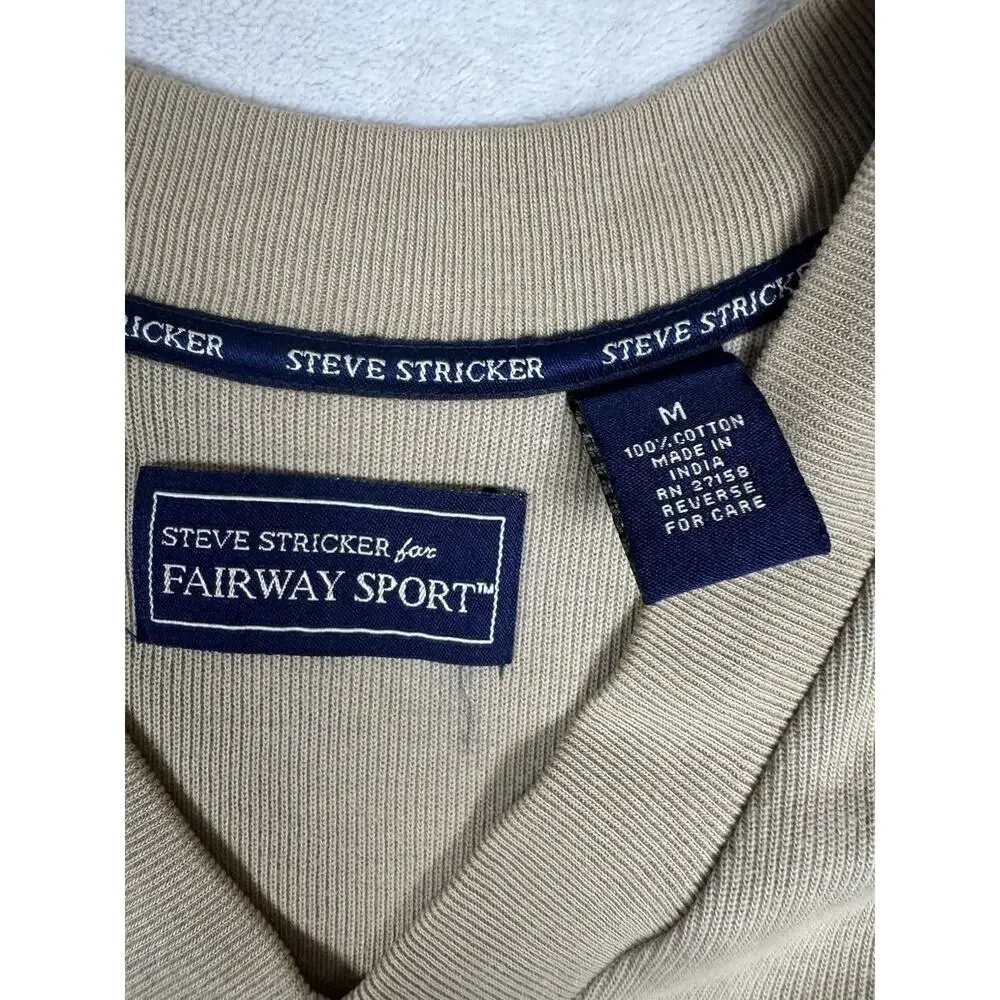 Steve Stricker Fairway Sport Mens M Tan Golf Sweater Vest V Neck Cotton
